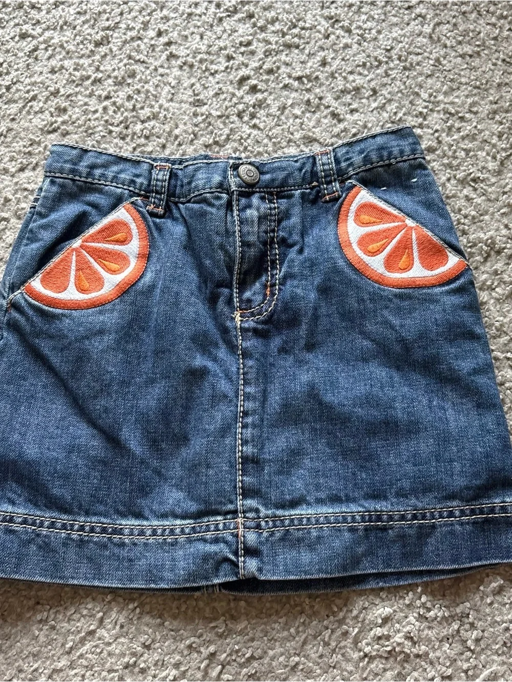 Gymboree Blue Denim Skirt with Orange Slice Appliqués Sz 7